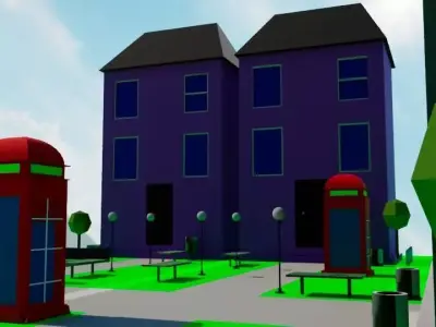 3d model of an urban scene Low-poly 3D model