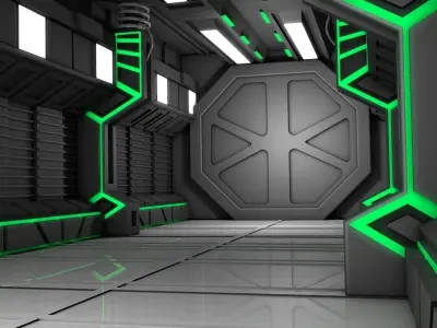 Sci Fi Corridor 3D model 91