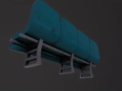 4 Seats 3D Model Low-poly 3D model