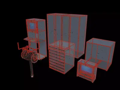 Industrial Workshop Props Pack - Cabinets and Equipment Free low-poly 3D model
