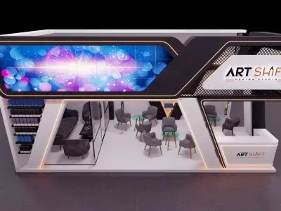 Exhibition booth stand 4 x 8m 3D model