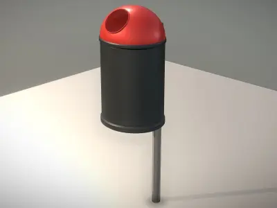 Red and black plastic city trash can - High-Poly Version  3D model