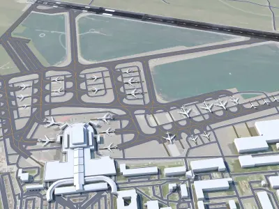 Vilnius Airport  10km Low-poly 3D model