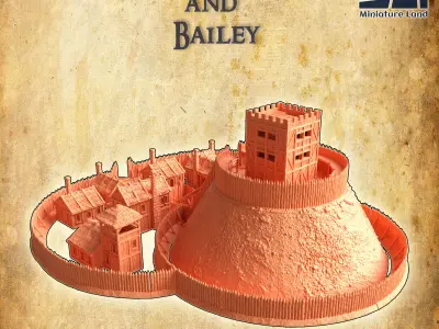 Modular Motte And Bailey Tabletop Terrain 28 MM 3D print model