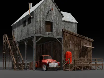 Barn Shed 3D Model Low-poly 3D model