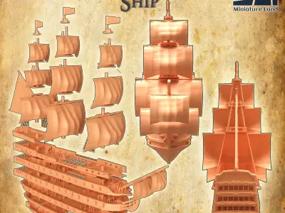 Manowar Ship Tabletop Terrain 28 MM 3D print model