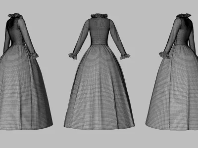 Dress 30 Very Light Blue Low-poly 3D model