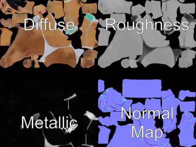 Holographic Swimsuit Female model pack Low-poly 3D model