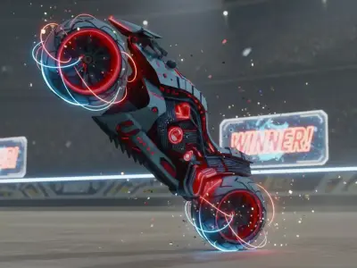 Crimson Flux Cyberbike Low-poly 3D model