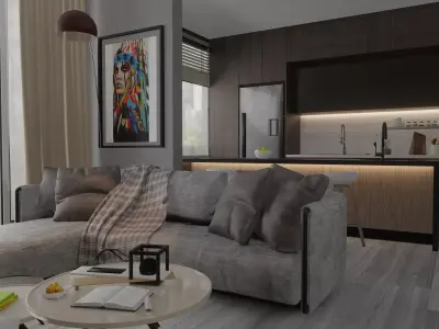 Interior design with animation 3D model