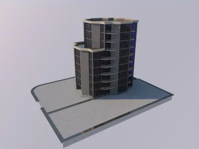bank building Low-poly 3D model