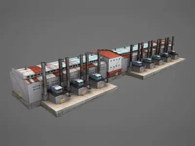 Factory 02 Low-poly 3D model