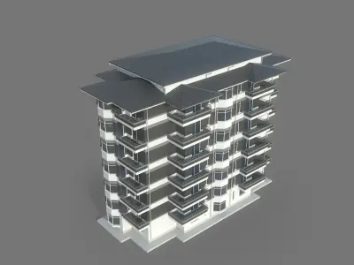 Residential Apartment Building 2 Low-poly 3D model