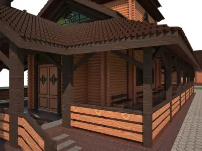 Church wooden with with interior 3D model