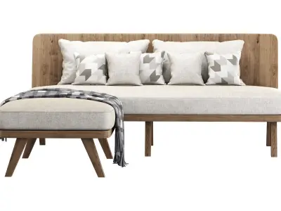 Alexa wooden corner loveseat  3D model