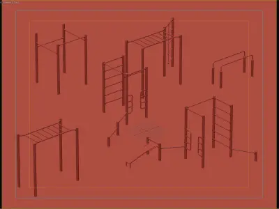 Outdoor Calisthenics Workout Stations Set 3D model