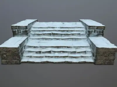 Ruin Stairs Low-poly 3D model 5