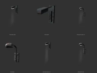 Street Light Set Low-poly 3D model