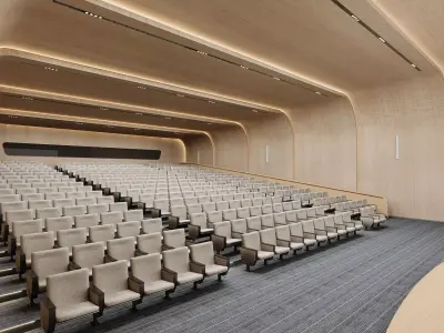Modern Wood Auditorium Conference Hall 3D model