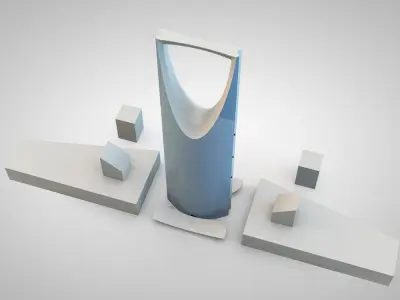 Riyadh Tower four seasons Riyadh Low-poly 3D model