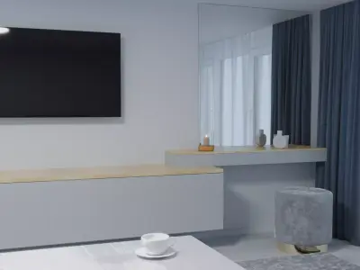 Modern Living Room Interior Scene Minimalist Design 3D model