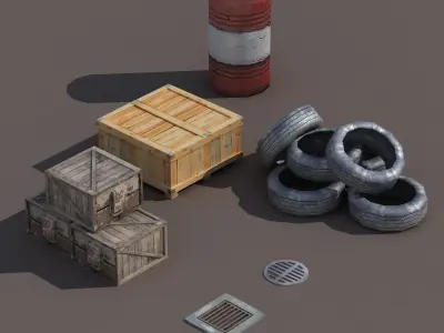 Street Element Low poly 3d Model Low-poly 3D model