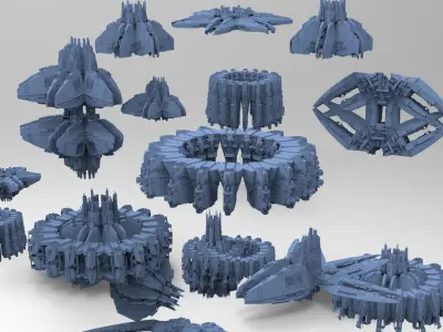 Sci-Fi dark Platforms 12 Monoliths  3D model
