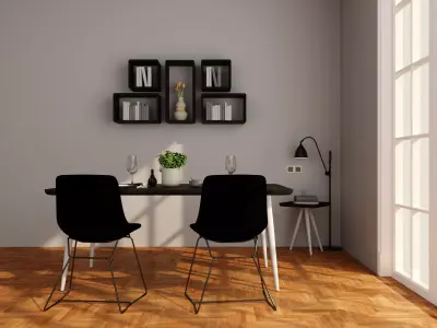 Interior  furnitures lampshade corner table Low-poly 3D model