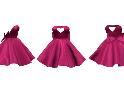Strapless Heart Cut front Sweetheart Dress Low-poly 3D model