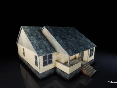 Post Apocalyptic Houses Low-poly 3D model