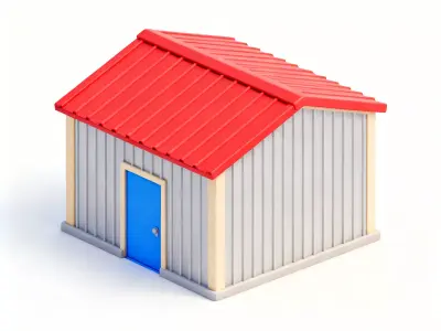 Stylized Industrial Utility Shed 3D Model Low-poly 3D model