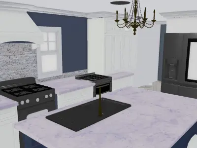 full realistic kitchen sceen with kitchen appliance 3D model