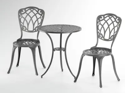 3 Piece Patio Cast Aluminium Bistro Set 3D model