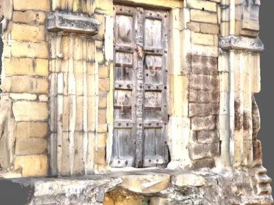 The structure of wooden door of the old Fort 3D model