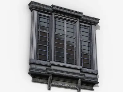 Classical Wooden Window Low-poly 3D model