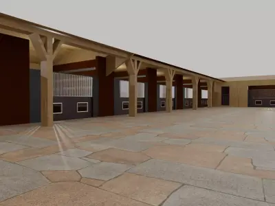 Horse Stable Low-poly 3D model