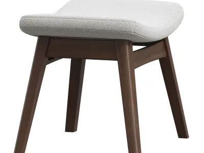 Vera Light Gray Fabric Upholstered Ottoman 3D model