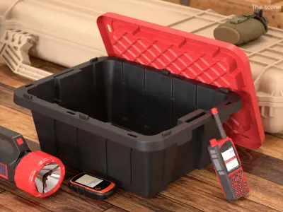  Emergency Gear Box with Radio Flashlight GPS Red 