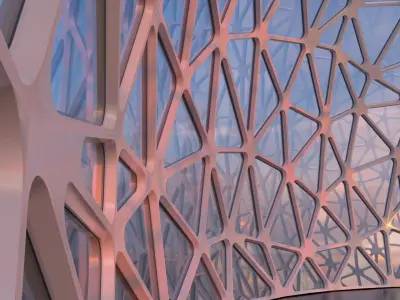 Sci-Fi Glass Dome Tessellated windows 3D model