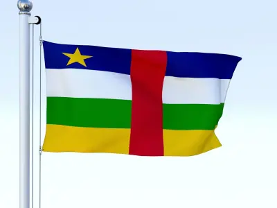 Animated Central African Republic Flag Low-poly 3D model