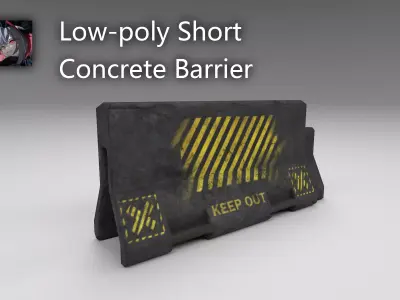 Short Concrete Barrier with slight damage Free low-poly 3D model
