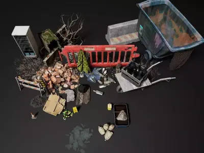 Urban Debris Props Environment Asset Low-poly 3D model