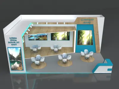 Booth Exhibition Stand Stall 10x6m Height 450 cm 2 Side Open 3D model