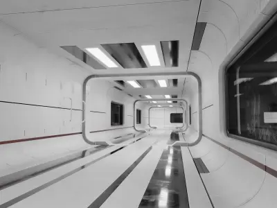 Sci-Fi corridor Low-poly 3D model order