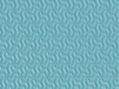 Teal Art Deco Fan Scale Mosaic Tiles PBR Seamless Texture