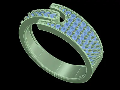 light weight  Yellow gold diamond rings-PR-480-DIA 3D print model