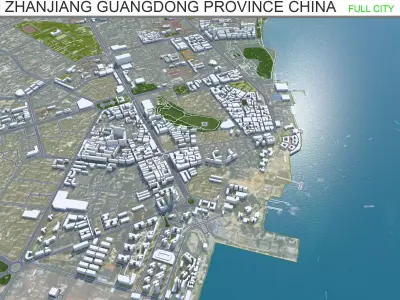 Zhanjiang Guangdong Province China 60km Low-poly 3D model