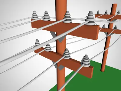 Cartoon Power Lines 3D model