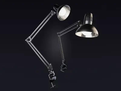 Simple low poly desk lamp with table clamp 3d model Low-poly 3D model