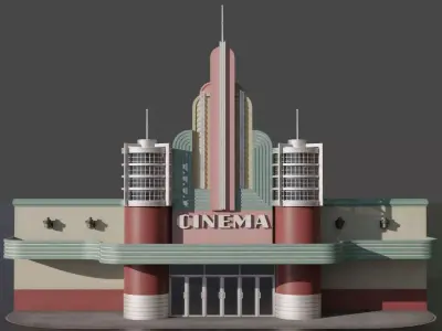 Facade of a vintage cinema 3D model